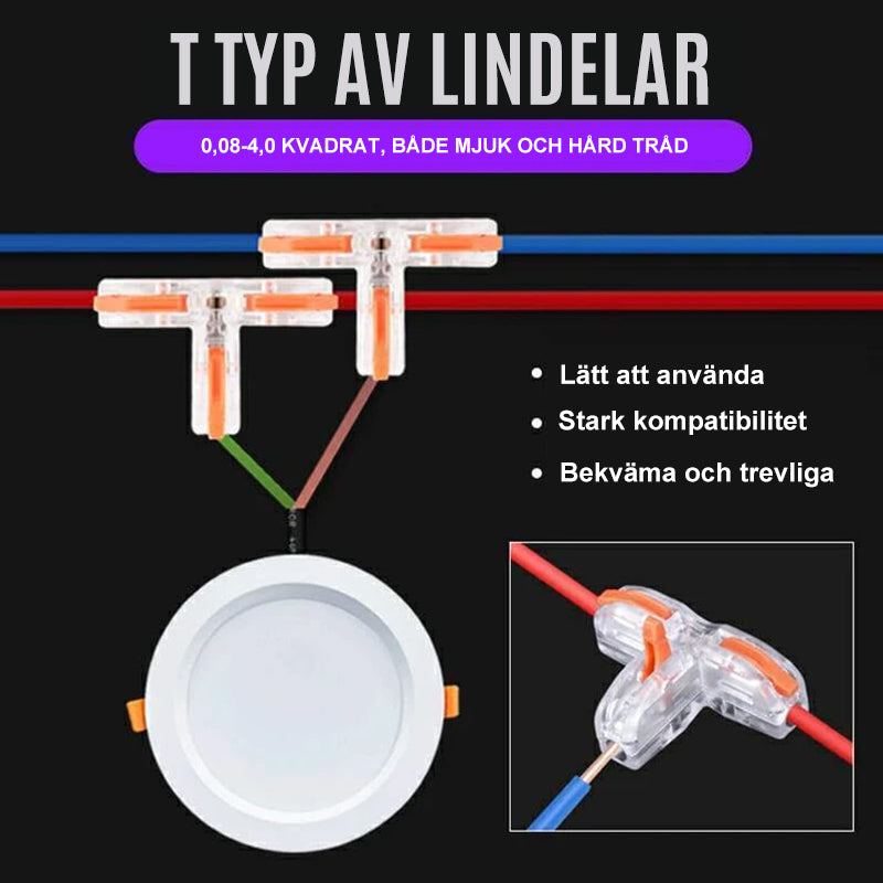 "Flerfärgade snabbkopplingsterminaler för enkel och säker kabelanslutning i plast och koppar, 10-pack."