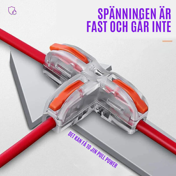 "Flerfärgade snabbkopplingsterminaler för enkel och säker kabelanslutning i plast och koppar, 10-pack."