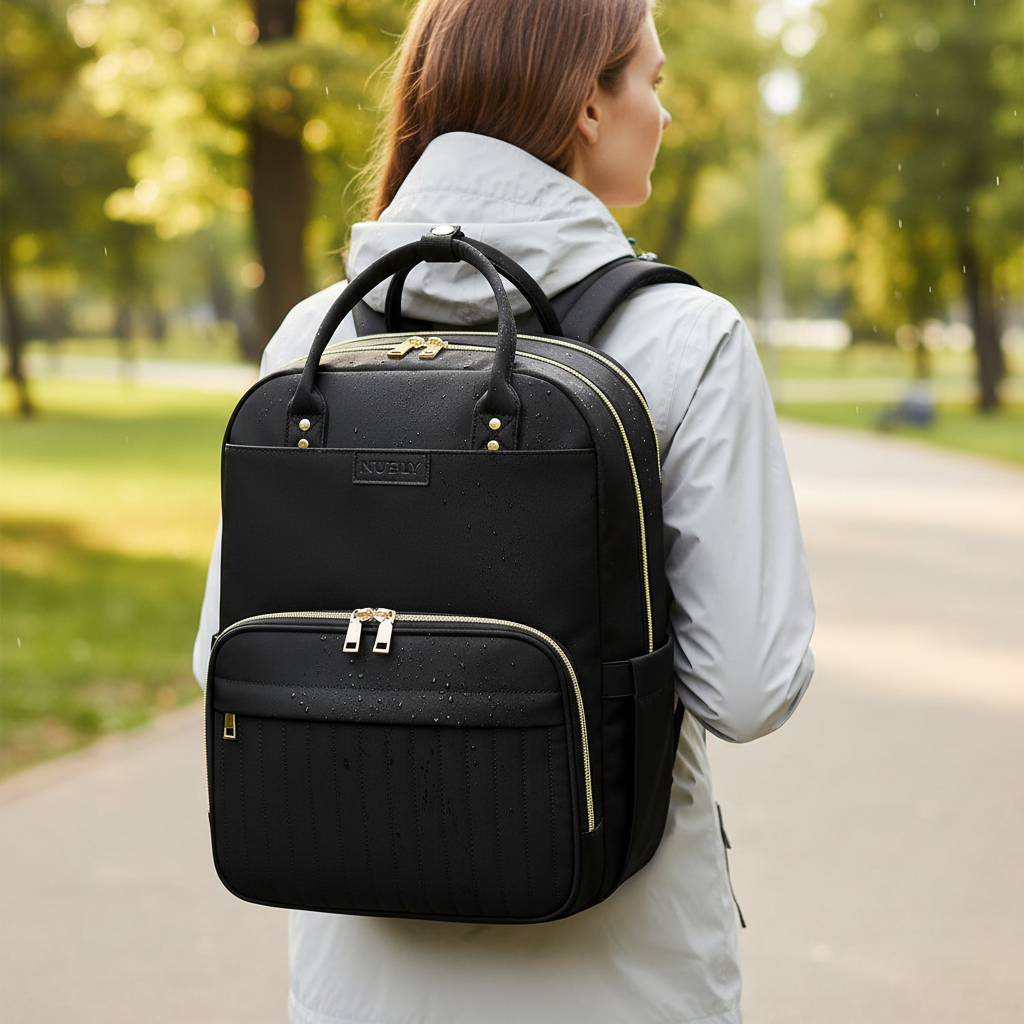 FlexiBackpack organiseringsryggsäck för vardagen. Praktisk pendlarryggsäck med laptopfack, svart och vattentålig.