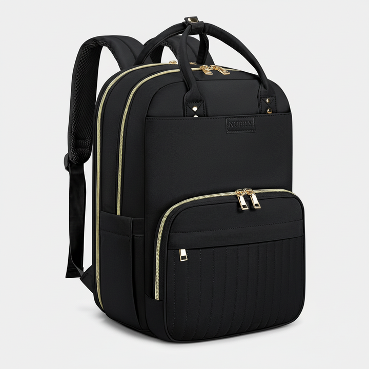 Öppen FlexiBackpack med välorganiserat inre. Se fack för laptop, böcker & småsaker. Perfekt skol- & kontorsryggsäck.