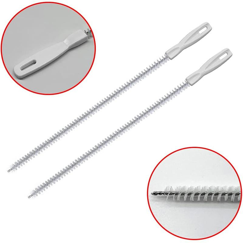 "Flexibel handhållen rörmuddringsborste i vit med ABS-handtag, perfekt för avloppsrengöring i kök och badrum."