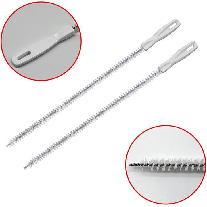 "Flexibel handhållen rörmuddringsborste i vit med ABS-handtag, perfekt för avloppsrengöring i kök och badrum."