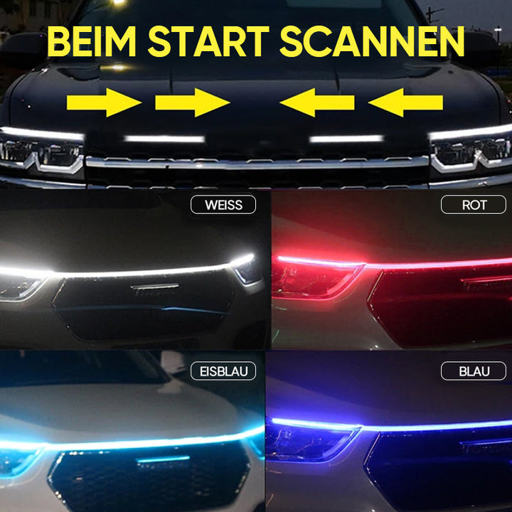 Modern LED-belysning för bilhuven. Den flexibla ljusremsan skapar stilren bilstyling och förbättrar bilens exteriör.