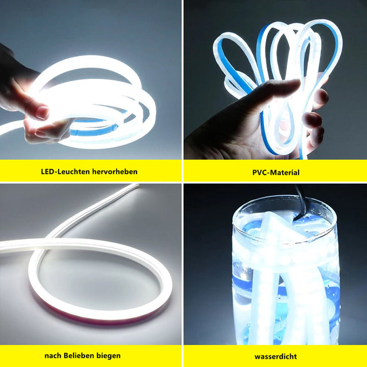 Stilren LED-ljusremsa för bilens huv. Flexibel och enkel att montera, perfekt för modern bilstyling och uppgradering.