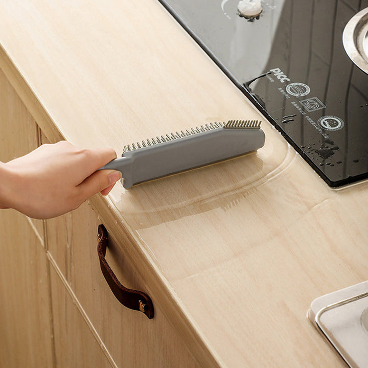 "Flexibel silikonrengöringsborste med TPR-huvud, runda borst, vit färg, perfekt för trånga köksutrymmen."