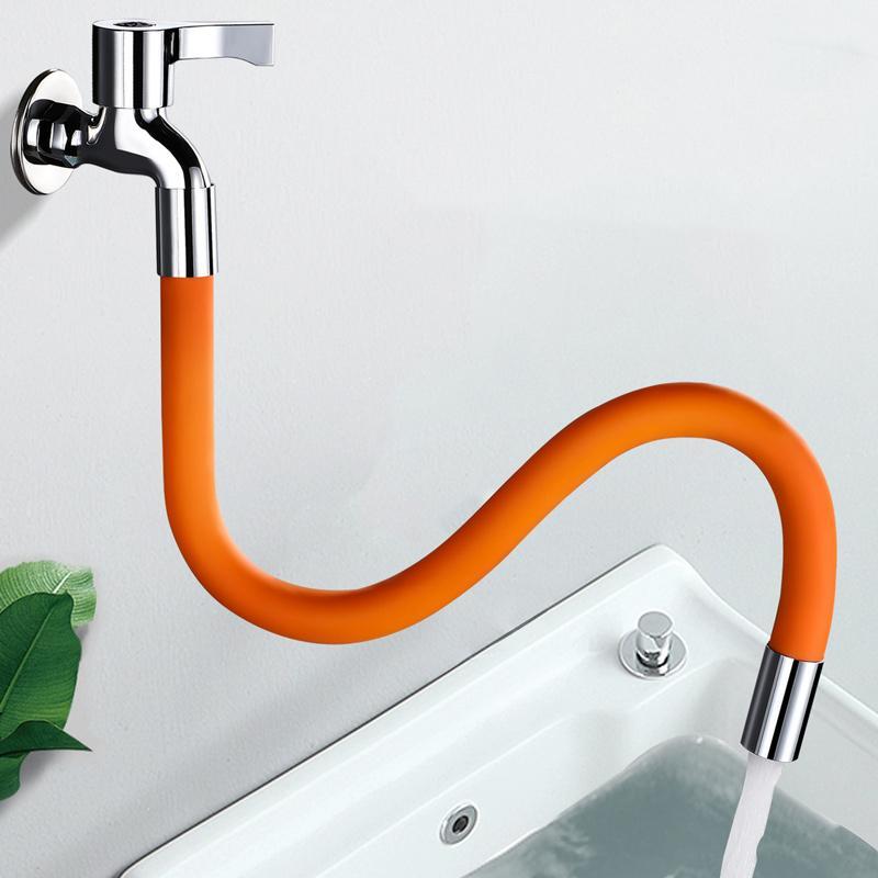 "Flexibelt svart/orange silikonförlängningsrör för kök, justerbart och universellt, passar de flesta kranar."