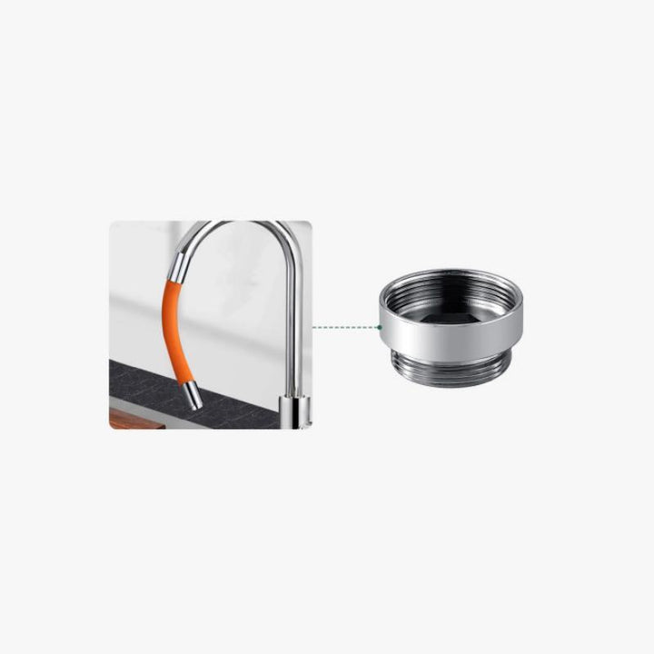 "Flexibelt svart/orange silikonförlängningsrör för kök, justerbart och universellt, passar de flesta kranar."