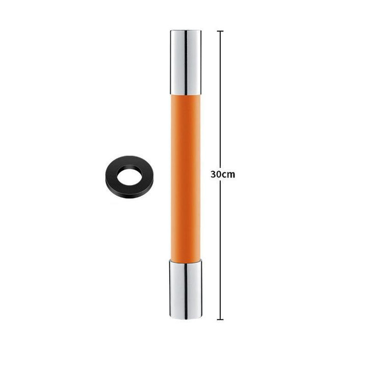 "Flexibelt svart/orange silikonförlängningsrör för kök, justerbart och universellt, passar de flesta kranar."