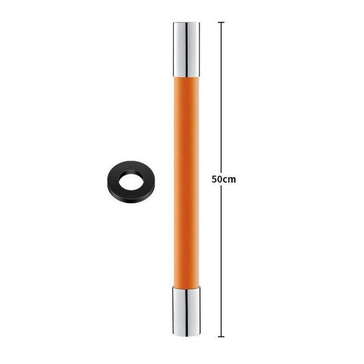 "Flexibelt svart/orange silikonförlängningsrör för kök, justerbart och universellt, passar de flesta kranar."