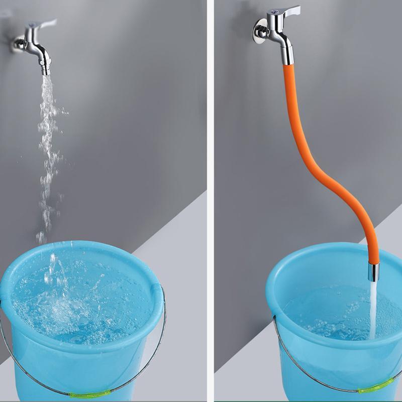 "Flexibelt svart/orange silikonförlängningsrör för kök, justerbart och universellt, passar de flesta kranar."