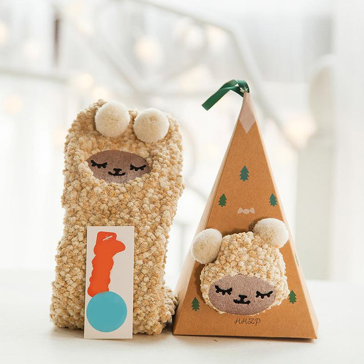 "Fluffiga julstrumpor i korallfleece, 4-pack, varma och mysiga, idealiska för vintern. Accessoar för tjejer och damer."