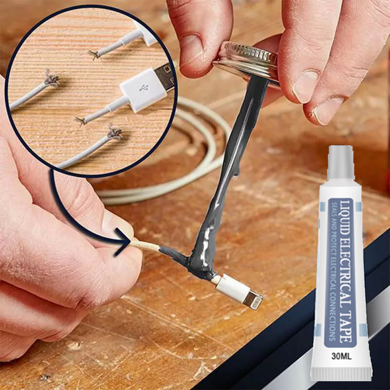 Flytande isoleringstejp vit/svart, för hushållsbruk; mångsidig, sträckbar vätska för exakt trådisolering.