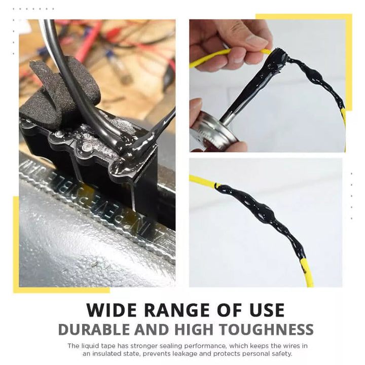 Flytande isoleringstejp vit/svart, för hushållsbruk; mångsidig, sträckbar vätska för exakt trådisolering.