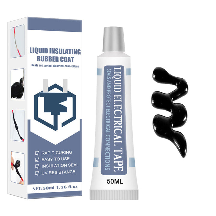 Flytande isoleringstejp vit/svart, för hushållsbruk; mångsidig, sträckbar vätska för exakt trådisolering.