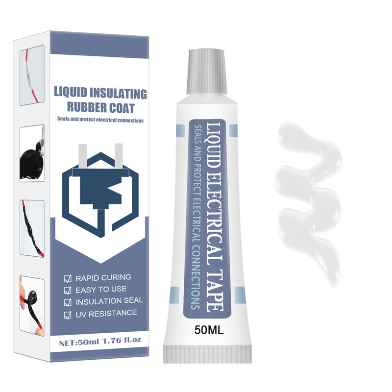 Flytande isoleringstejp vit/svart, för hushållsbruk; mångsidig, sträckbar vätska för exakt trådisolering.