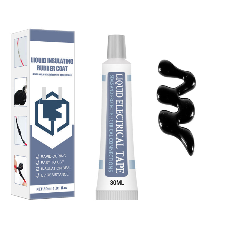 Flytande isoleringstejp vit/svart, för hushållsbruk; mångsidig, sträckbar vätska för exakt trådisolering.