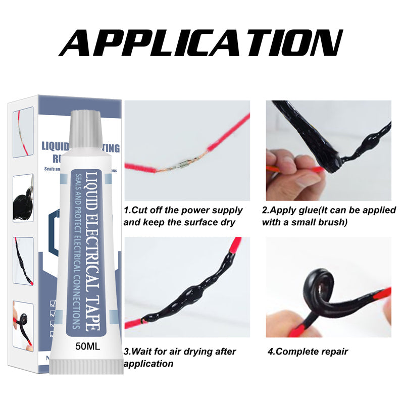 Flytande isoleringstejp vit/svart, för hushållsbruk; mångsidig, sträckbar vätska för exakt trådisolering.