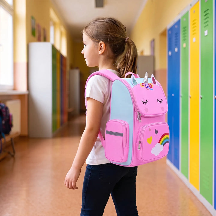 Formstabil skolryggsäck för barn med enhörningsmotiv. Perfekt barnryggsäck för skolan.