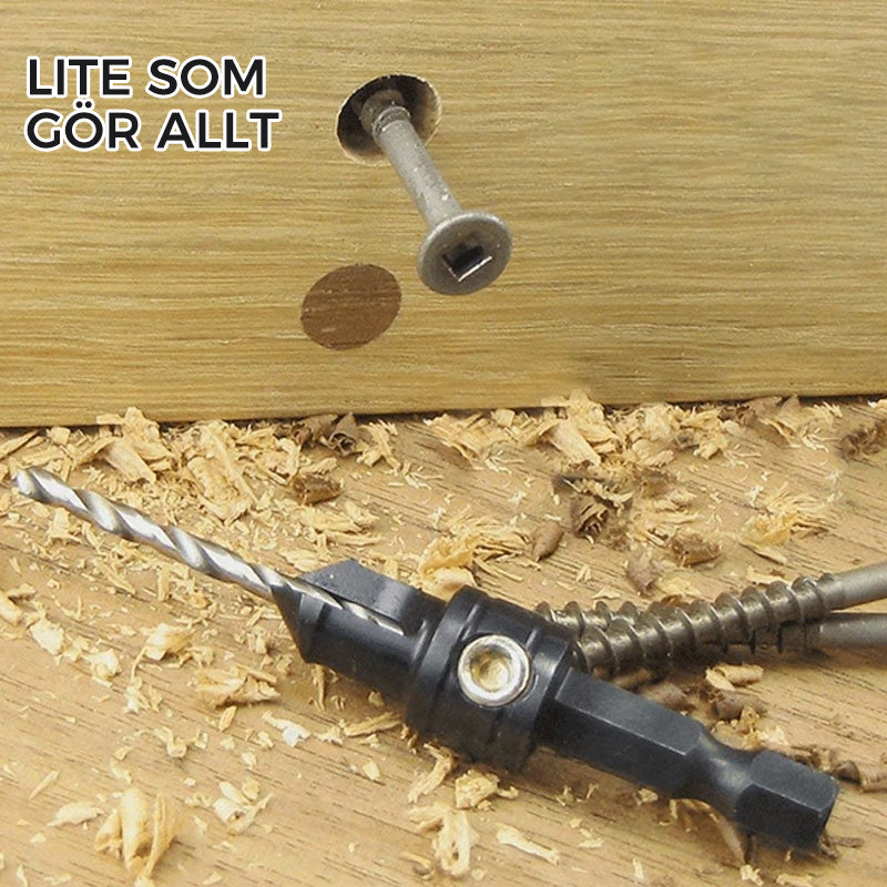 Försänkningsborrbitar premium set med HSS-stål, kombinerar borrning och försänkning. Perfekt för DIY och proffsprojekt.