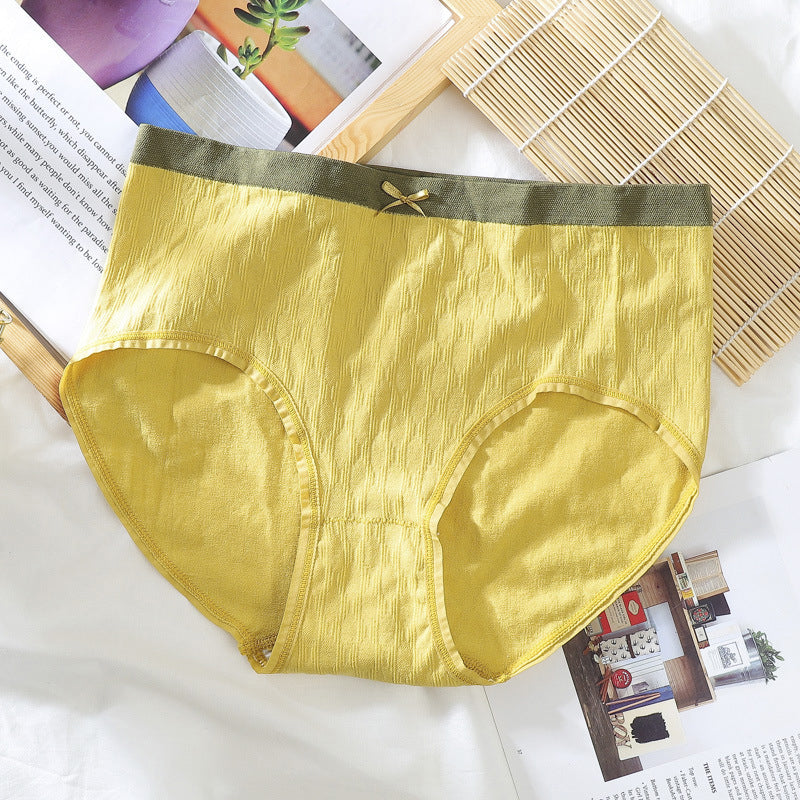 "Framsida av bekväma plus size dam bomullstrosor med hög midja, mjuk bomull och sömlös design i vit färg."