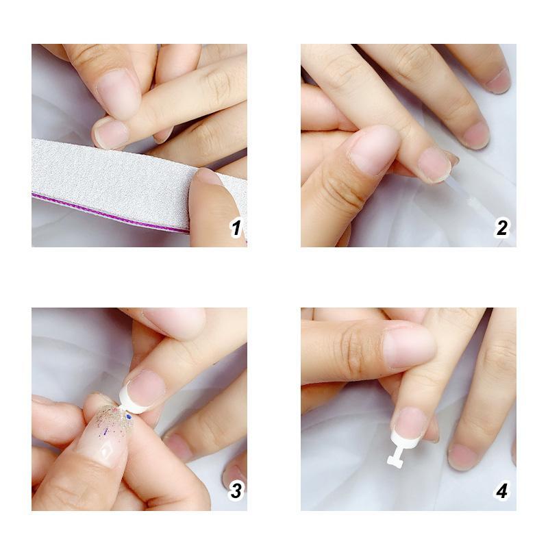 "Fransk manikyr kit: vita nageltips i akryl för elegant, snabb nageldesign med lim-applikation, DIY och långvarig resultat."