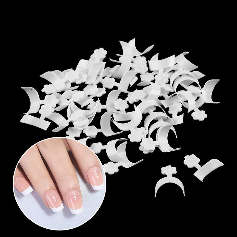 "Fransk manikyr kit: vita nageltips i akryl för elegant, snabb nageldesign med lim-applikation, DIY och långvarig resultat."
