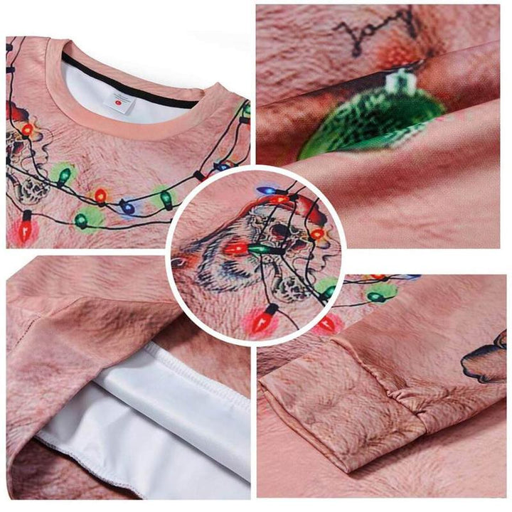 "Ful unisex jultröja i polyester med 3D-tryck, livfulla färger, idealisk för julen, humoristisk och bekväm design."