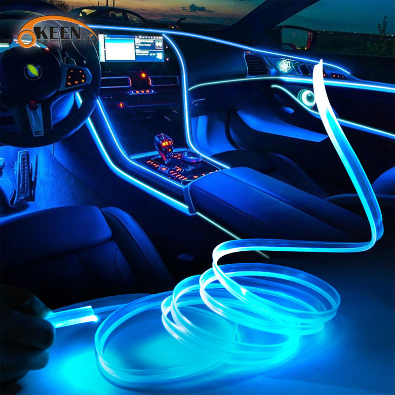 "Futuristisk RGB bilstripbelysning, 7 färger, lyser i regnbågens nyanser, passar bilens interiör, enkel USB-installation."