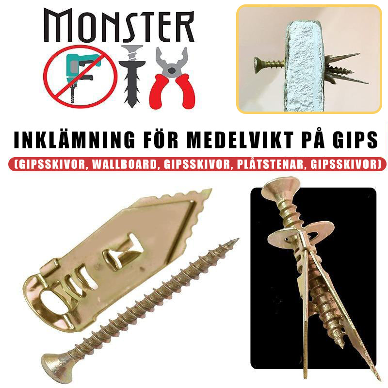 "Fyra expansionsskruvar i rostfritt stål för alla ytor, perfekt för hållbar montering inomhus och utomhus."