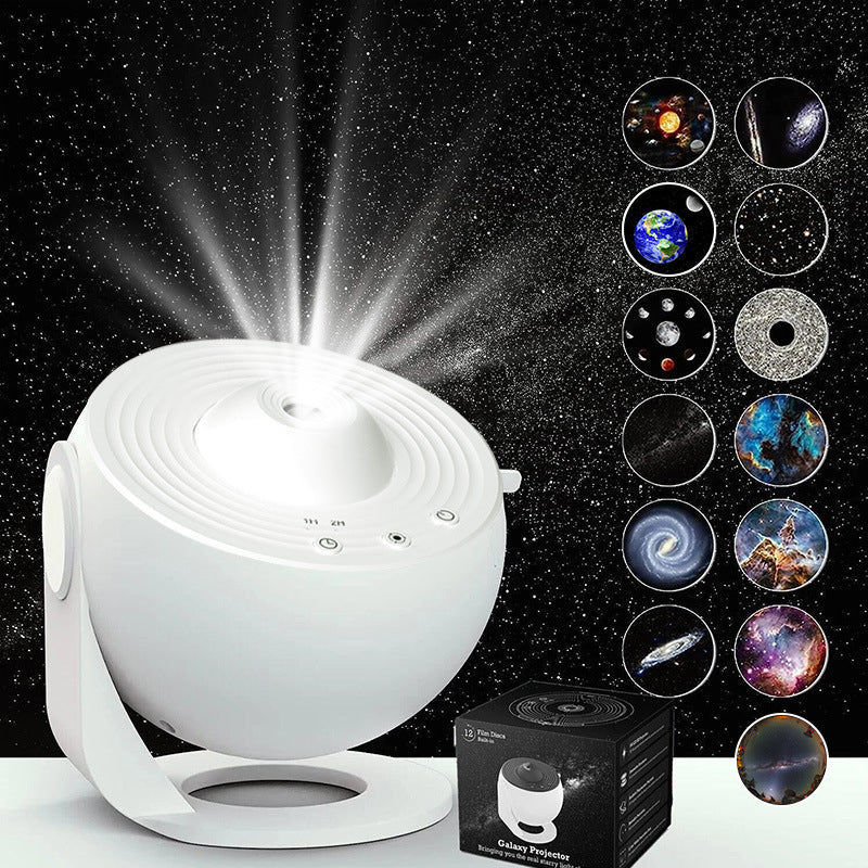 "Galaxy Star projektor lampa med 360° rotation, stjärnhimmel, flerfärgad nebulosa, idealisk för hemdekoration."