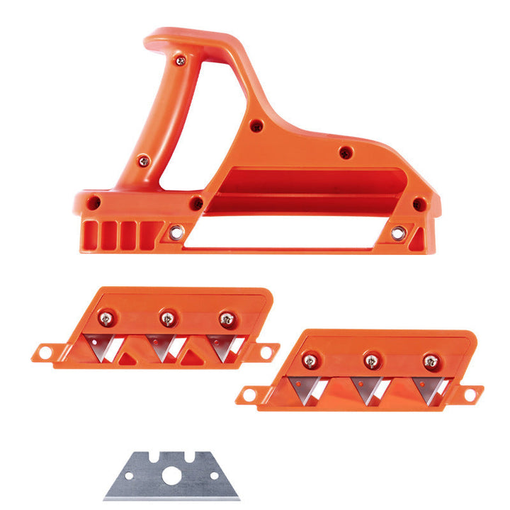"Gipsskivverktyg med skarpt blad, orange design, ideal för exakta snitt och bekvämt grepp, perfekt för snickare."