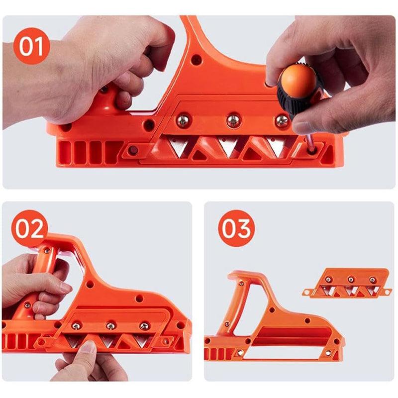 "Gipsskivverktyg med skarpt blad, orange design, ideal för exakta snitt och bekvämt grepp, perfekt för snickare."