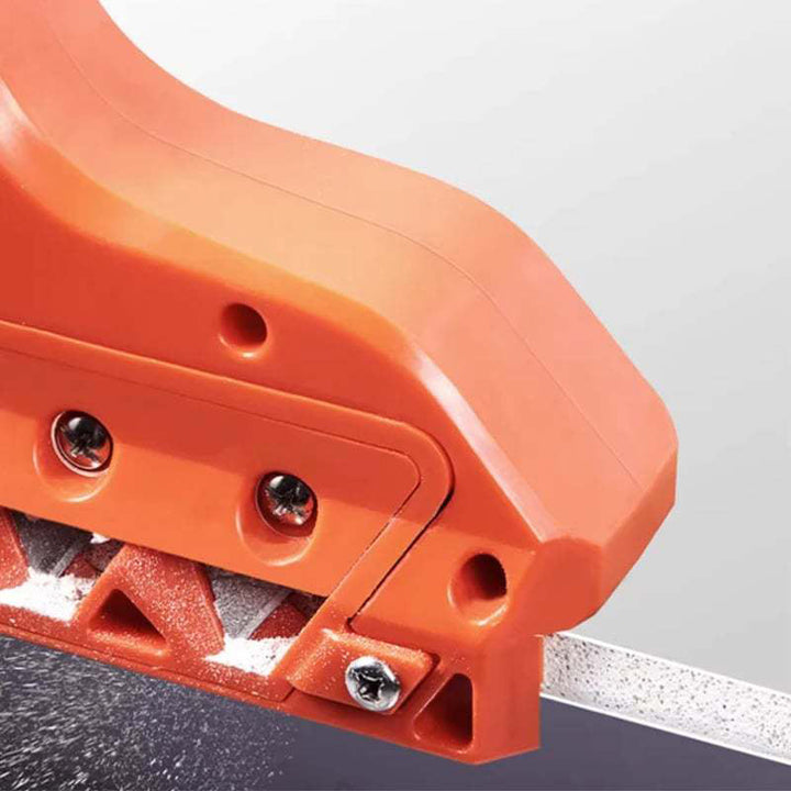 "Gipsskivverktyg med skarpt blad, orange design, ideal för exakta snitt och bekvämt grepp, perfekt för snickare."