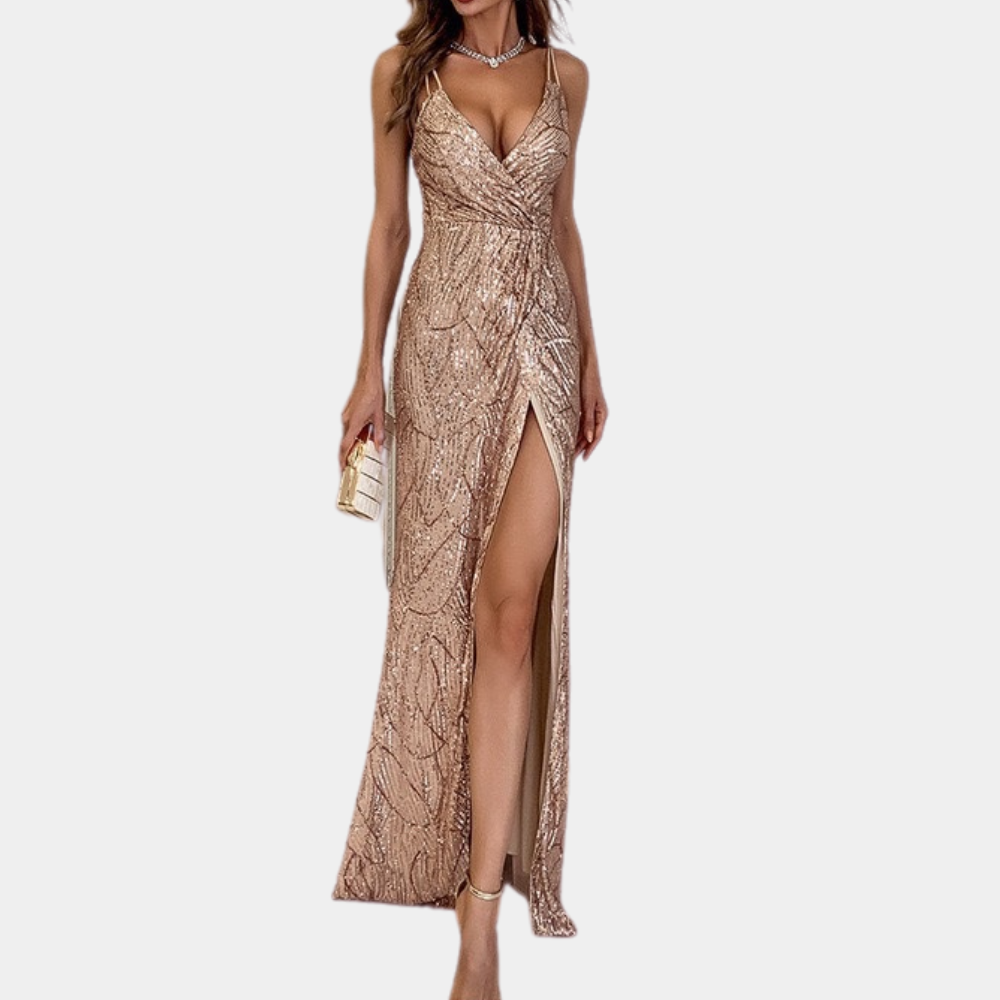 Exklusiv damklänning med paljetter för festmode. En glittrig och elegant maxiklänning, perfekt för gala.