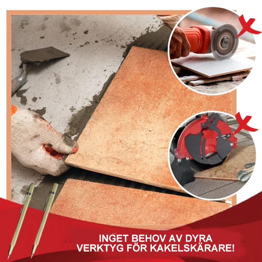 "Glas- och kakelmarkeringspenna i metallsilver, ergonomiskt designad med vass spets för exakt märkning och skärning."