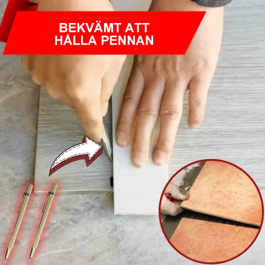 "Glas- och kakelmarkeringspenna i metallsilver, ergonomiskt designad med vass spets för exakt märkning och skärning."