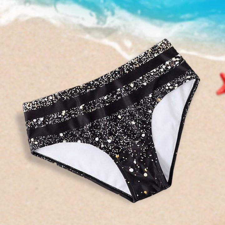 "Glittrande bikini för damer med hög midja, glittrande tryck, hög midjadesign, trendig baddräkt, sommarstil"