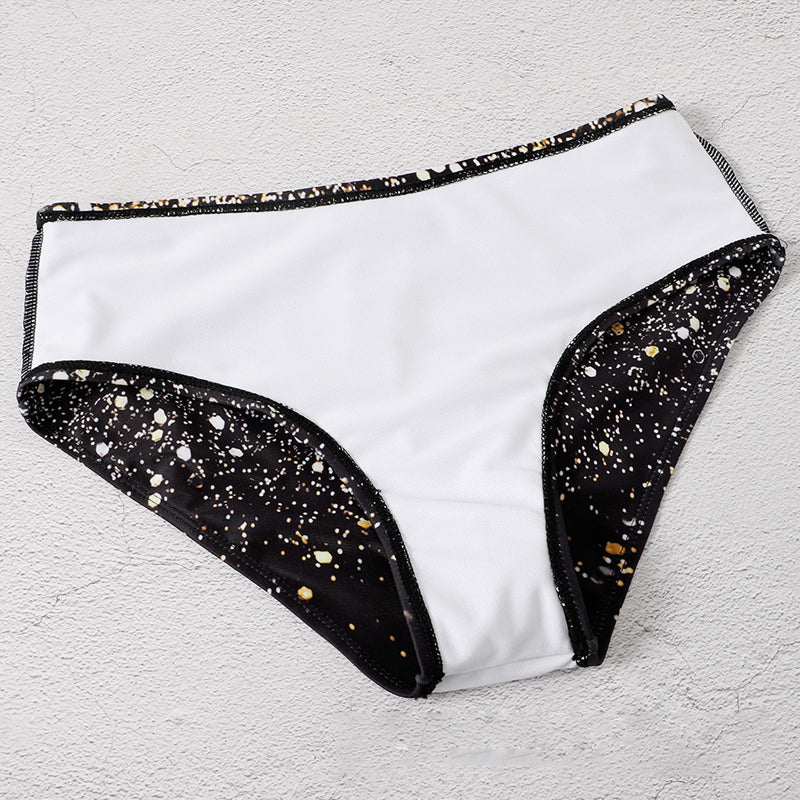 "Glittrande bikini för damer med hög midja, glittrande tryck, hög midjadesign, trendig baddräkt, sommarstil"