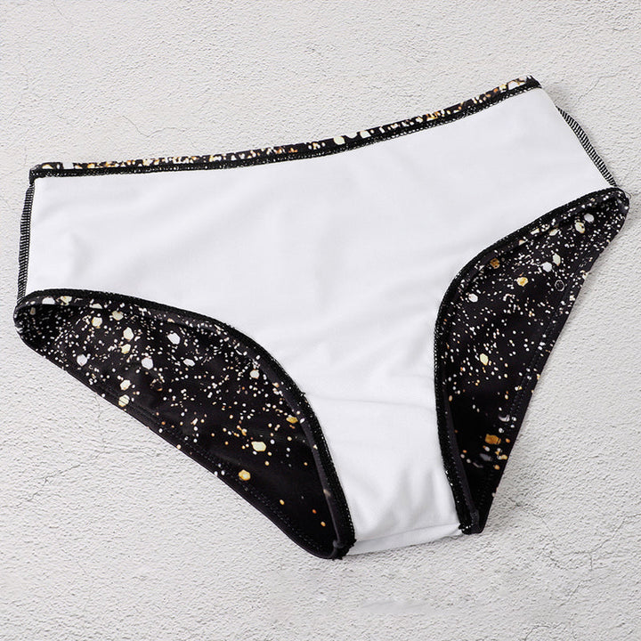 "Glittrande bikini för damer med hög midja, glittrande tryck, hög midjadesign, trendig baddräkt, sommarstil"