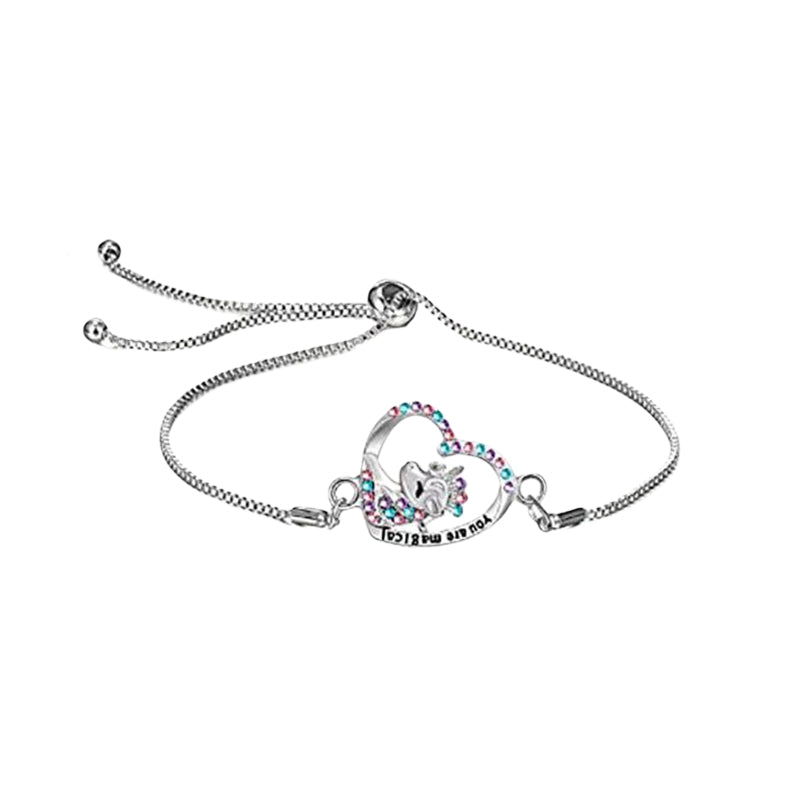 "Glittrande enhörningshalsband och örhängen för flickor med färgglada Cubic Zirconia kristaller, perfekt accessoar."