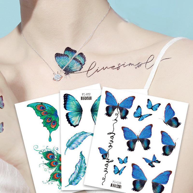 "Glittrande, färgglada fe-fjärilstatueringar för fester, perfekt som accessoarer eller dekorationer för barn och vuxna."