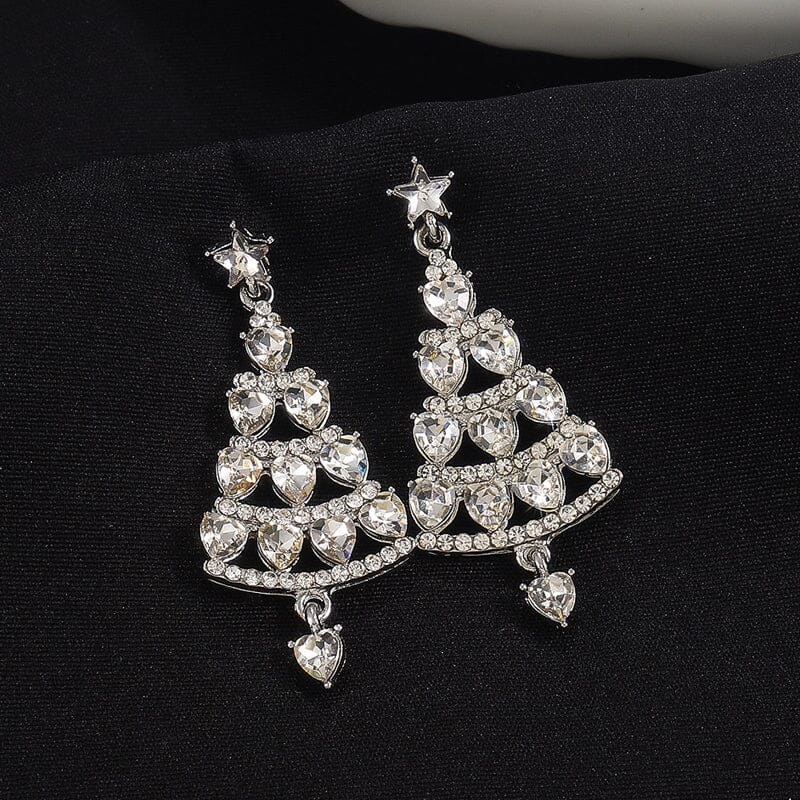 "Glittrande julgranörhängen för kvinnor i guld, silver och grönt, perfekt till festliga outfits, med hypoallergen design."