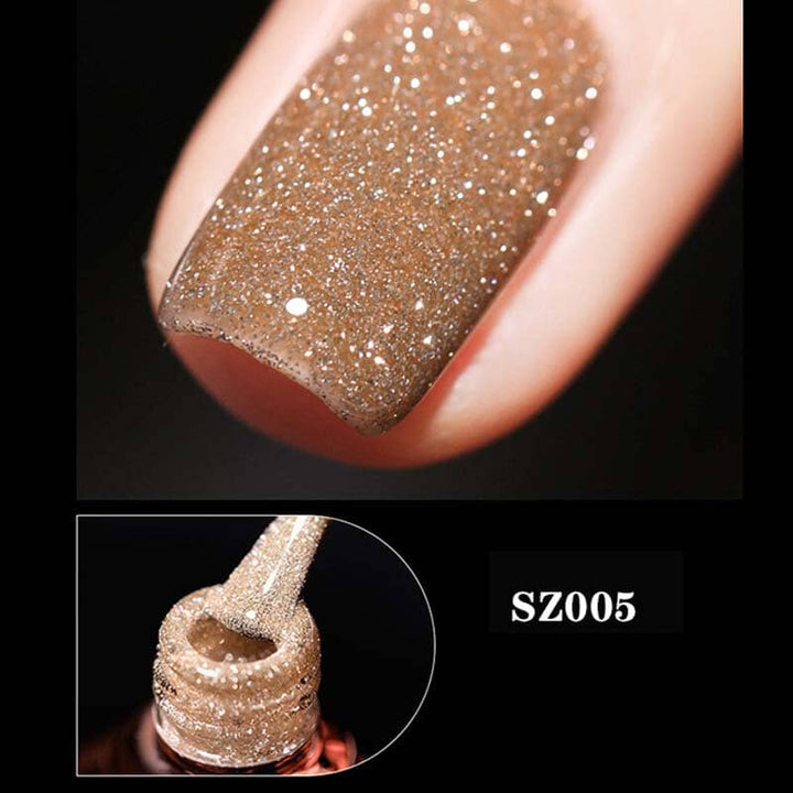 "Glittrande nagellack med hög densitet, skimrande spegelglans, långvarig hållbarhet, perfekt för salongresultat hemma."