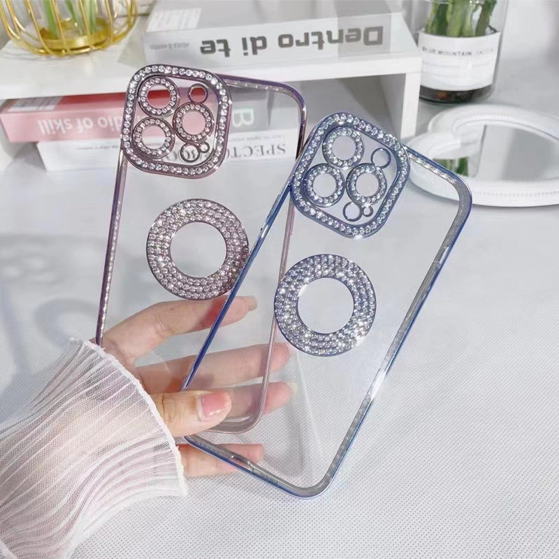"Glittrande strass iPhone-fodral för kvinnor, skimrande design med konstgjorda diamanter, skyddande TPU-material."