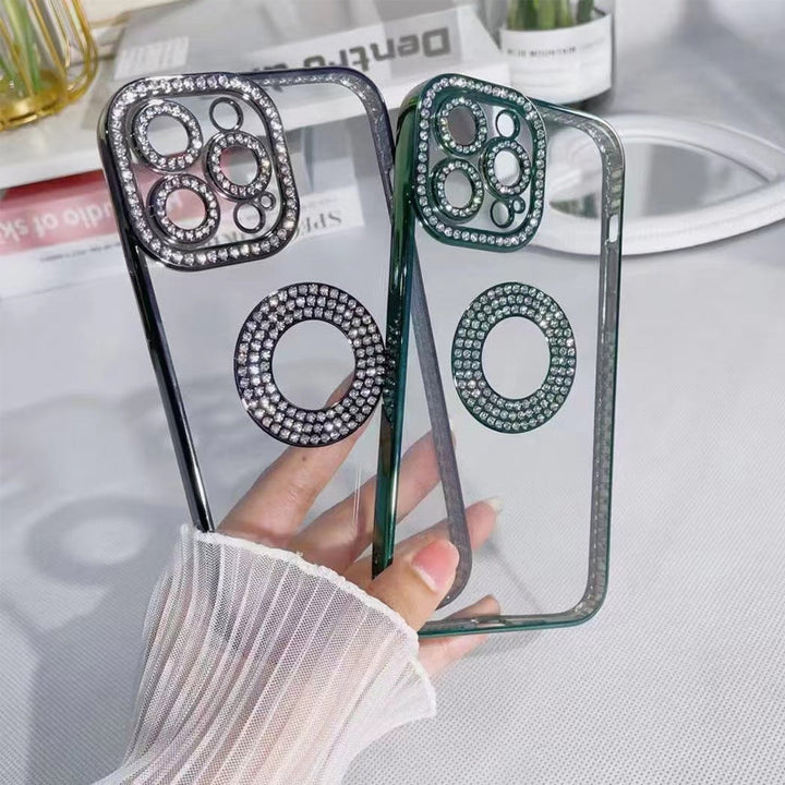 "Glittrande strass iPhone-fodral för kvinnor, skimrande design med konstgjorda diamanter, skyddande TPU-material."