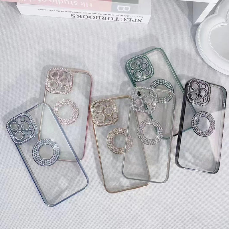"Glittrande strass iPhone-fodral för kvinnor, skimrande design med konstgjorda diamanter, skyddande TPU-material."