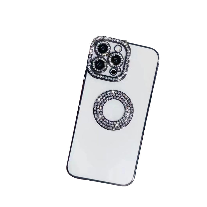 "Glittrande strass iPhone-fodral för kvinnor, skimrande design med konstgjorda diamanter, skyddande TPU-material."