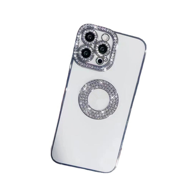 "Glittrande strass iPhone-fodral för kvinnor, skimrande design med konstgjorda diamanter, skyddande TPU-material."