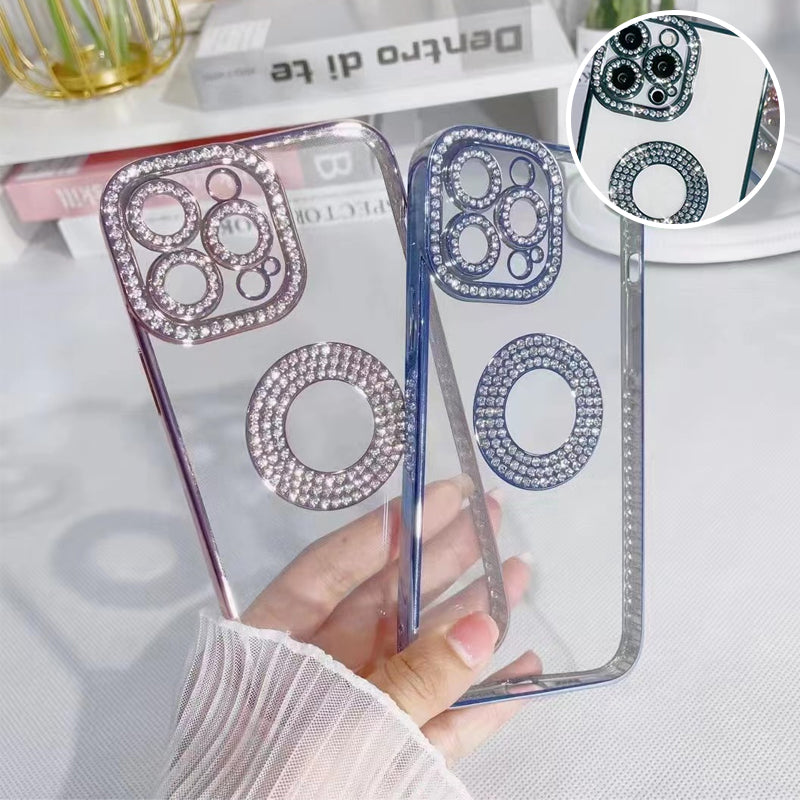 "Glittrande strass iPhone-fodral för kvinnor, skimrande design med konstgjorda diamanter, skyddande TPU-material."