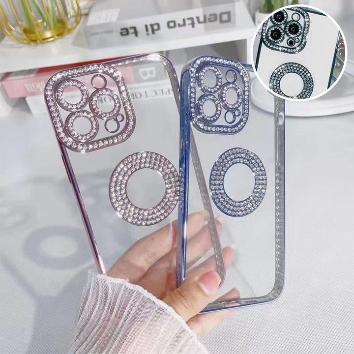 "Glittrande strass iPhone-fodral för kvinnor, skimrande design med konstgjorda diamanter, skyddande TPU-material."